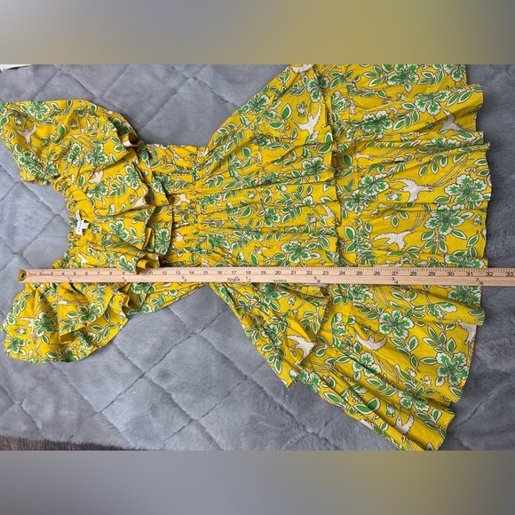 RHODE Yellow Ruffle Tiered Mini Dress Size XS Bird Coquette Festival Romantic - Picture 11 of 13